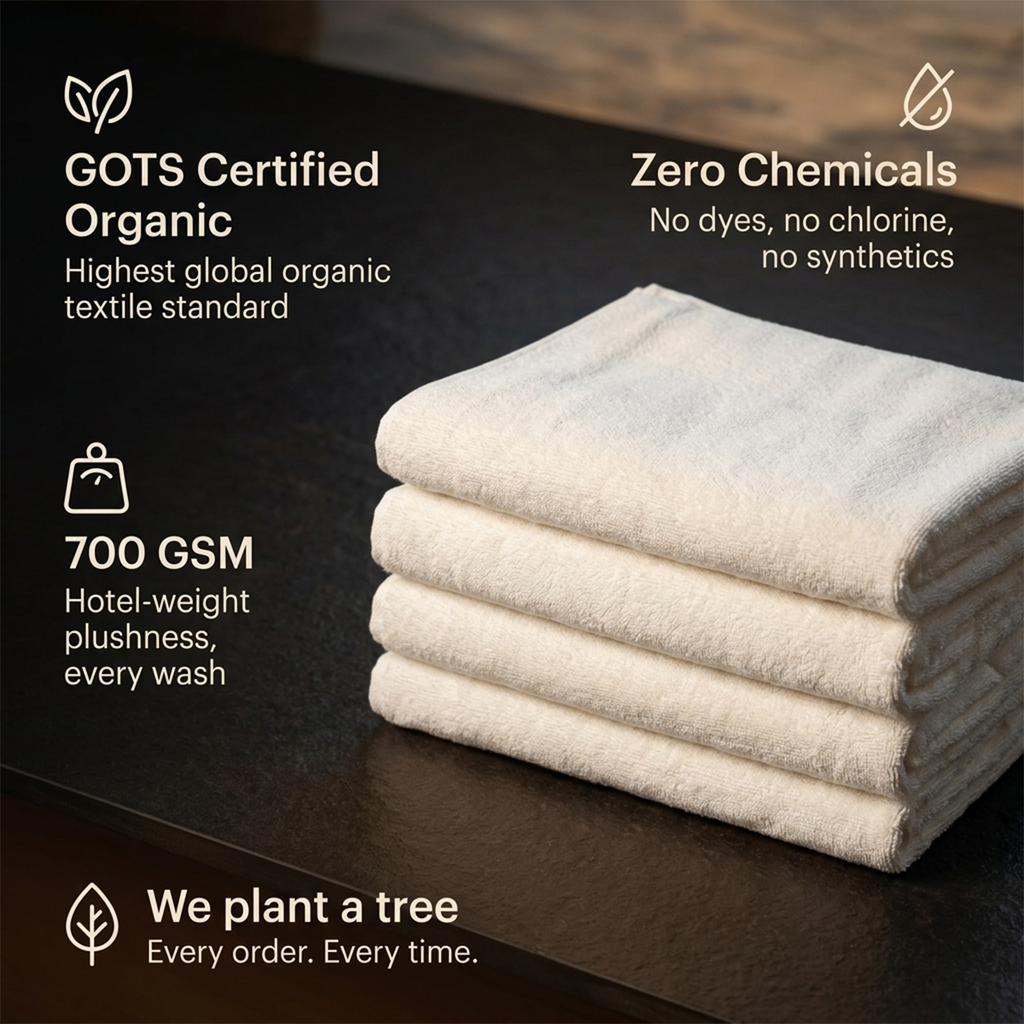 Luxury Organic Turkish Cotton Bath Towels – 4 Pack  Description
