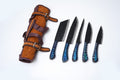 Hand-Forged 5-Piece Carbon Steel Chef Knife Set with Leather Roll