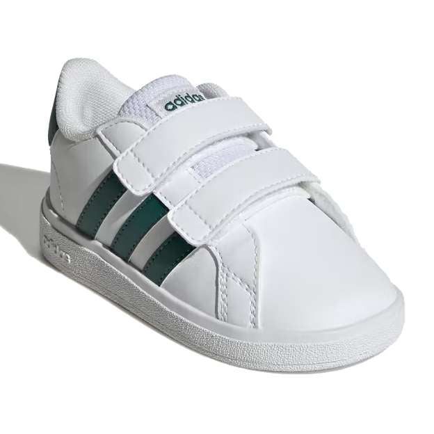 adidas Grand Court 2.0 CF Infant Shoes – Cloud White & Collegiate Green