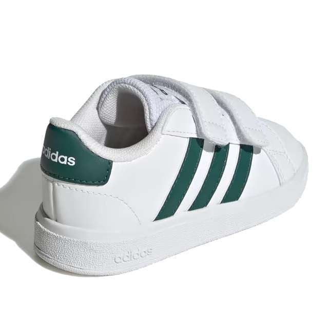 adidas Grand Court 2.0 CF Infant Shoes – Cloud White & Collegiate Green