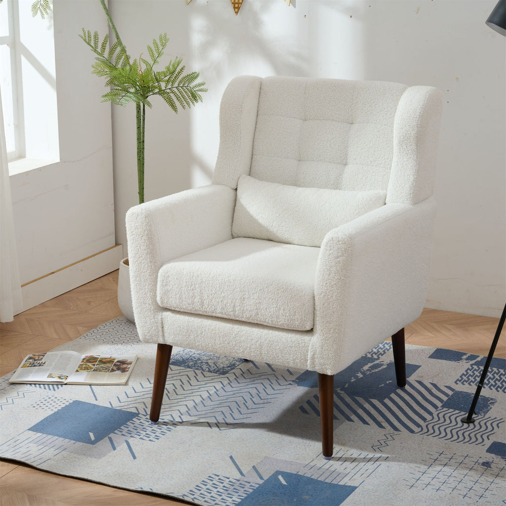 Modern Chenille Accent Armchair with Lumbar Pillow