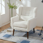 Modern Chenille Accent Armchair with Lumbar Pillow