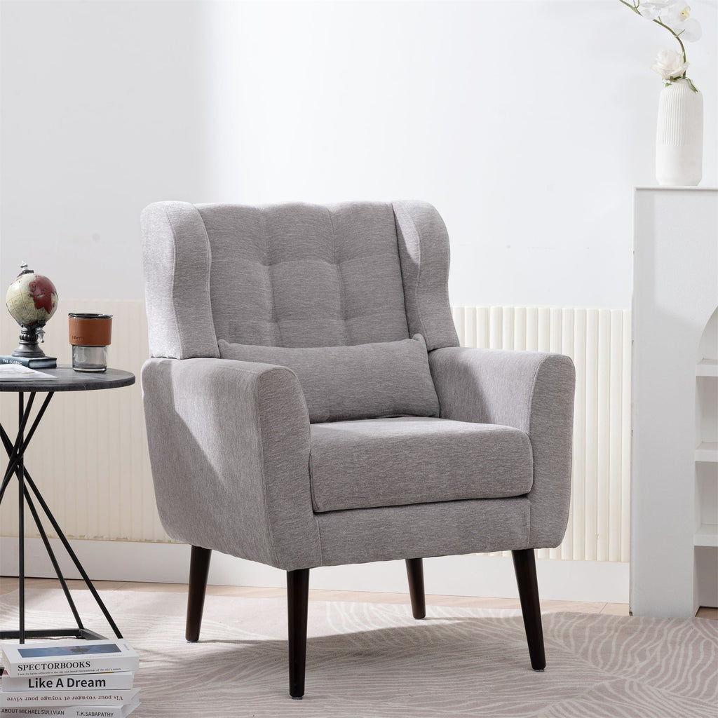Modern Chenille Accent Armchair with Lumbar Pillow