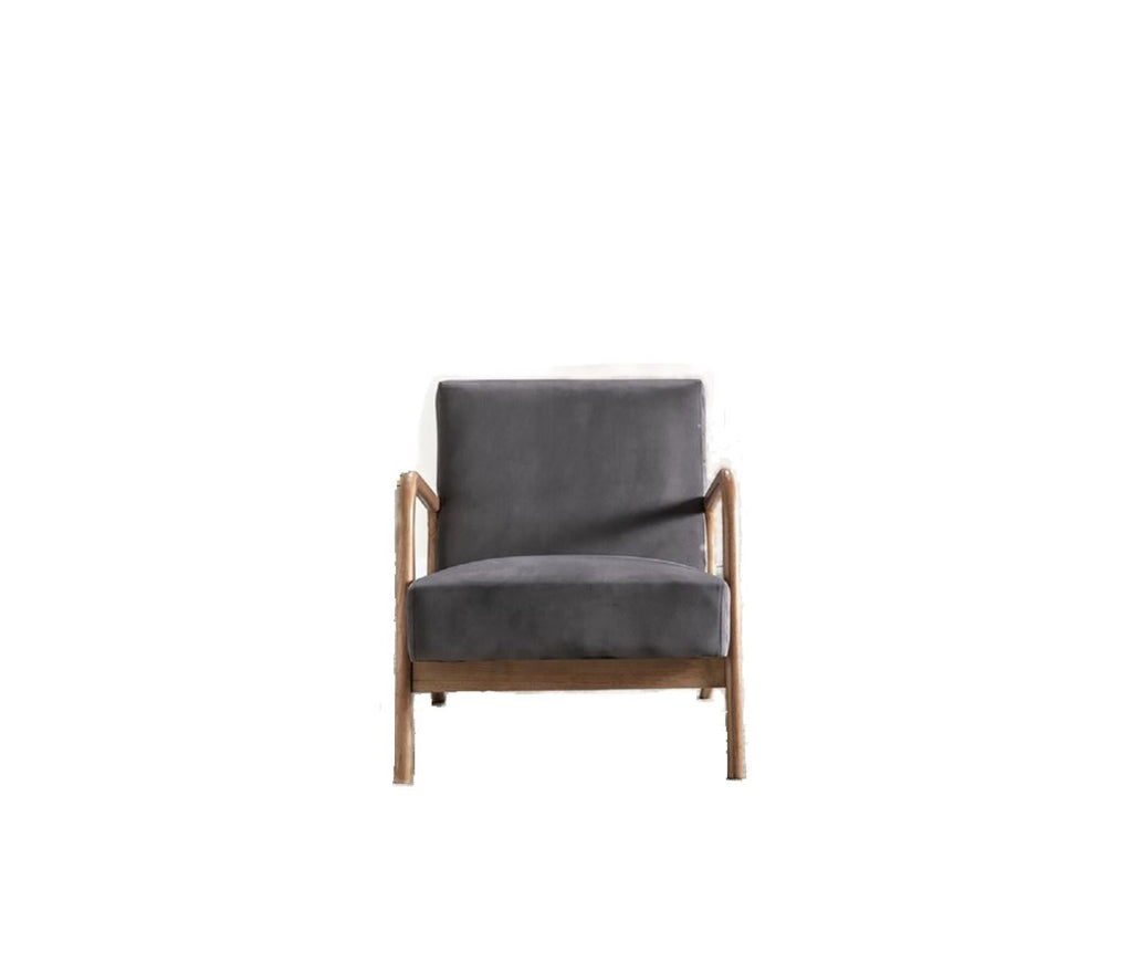 Classic Mid-Century Accent Chair with Open Wood Frame & Plush Cushioning