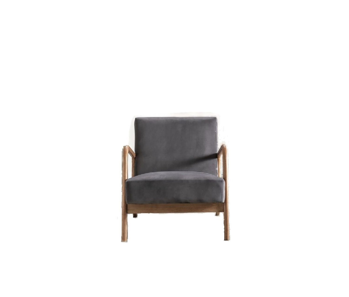 Classic Mid-Century Accent Chair with Open Wood Frame & Plush Cushioning