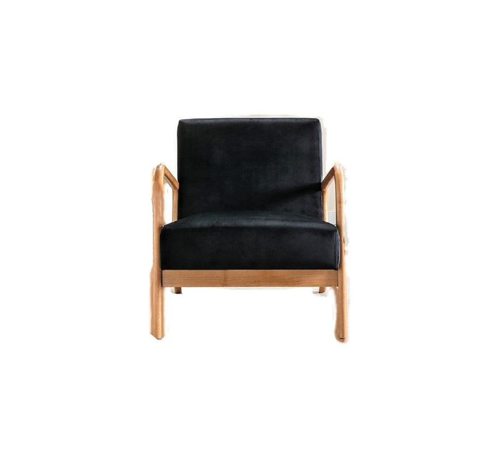 Classic Mid-Century Accent Chair with Open Wood Frame & Plush Cushioning