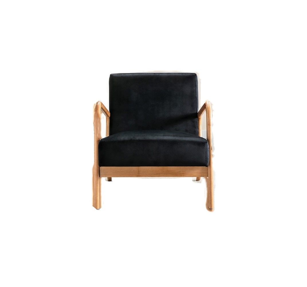 Classic Mid-Century Accent Chair with Open Wood Frame & Plush Cushioning