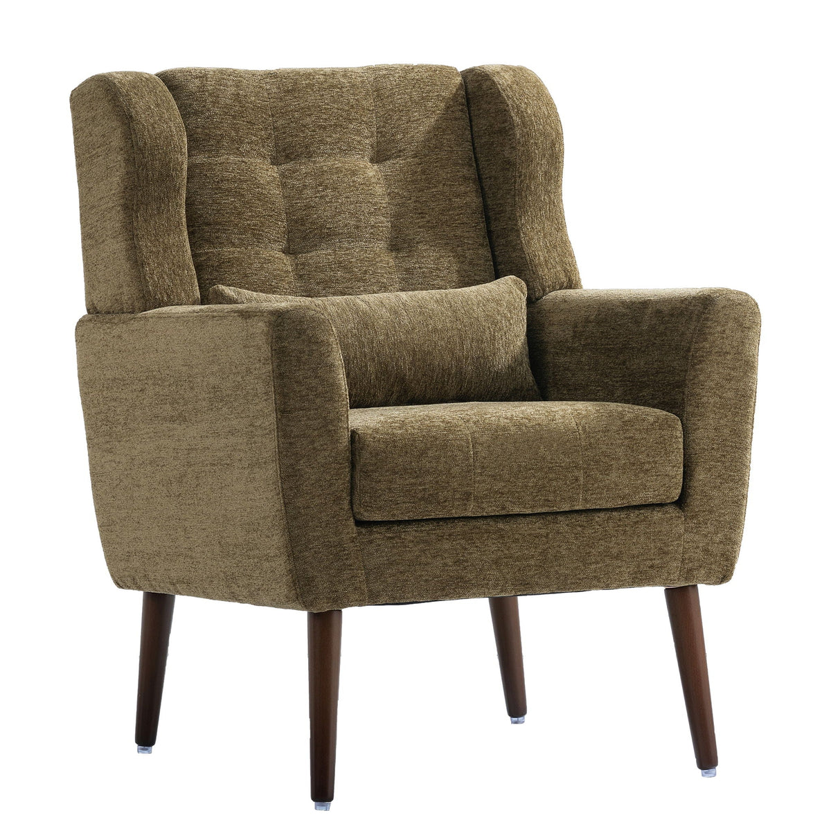 Modern Chenille Accent Armchair with Lumbar Pillow