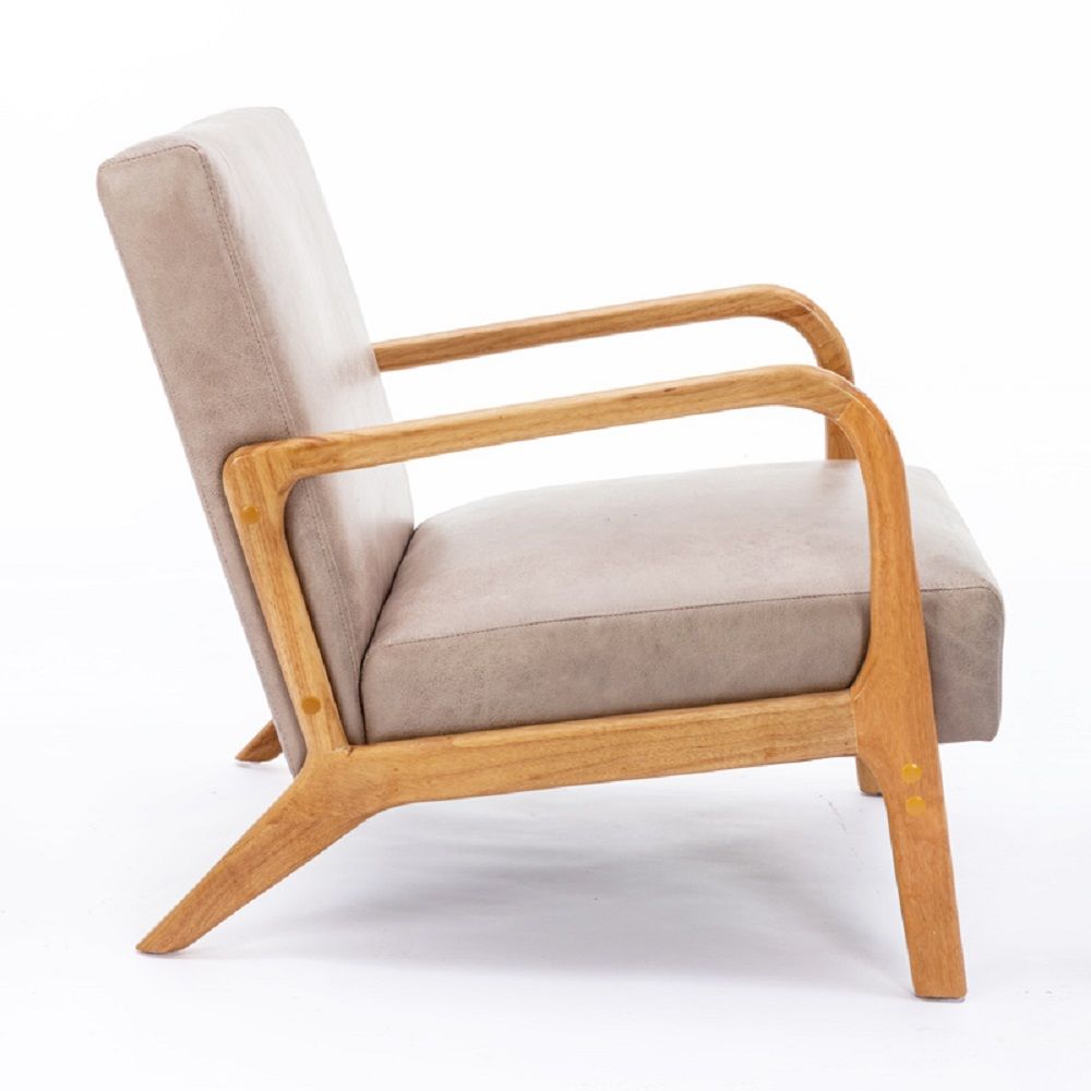Classic Mid-Century Accent Chair with Open Wood Frame & Plush Cushioning