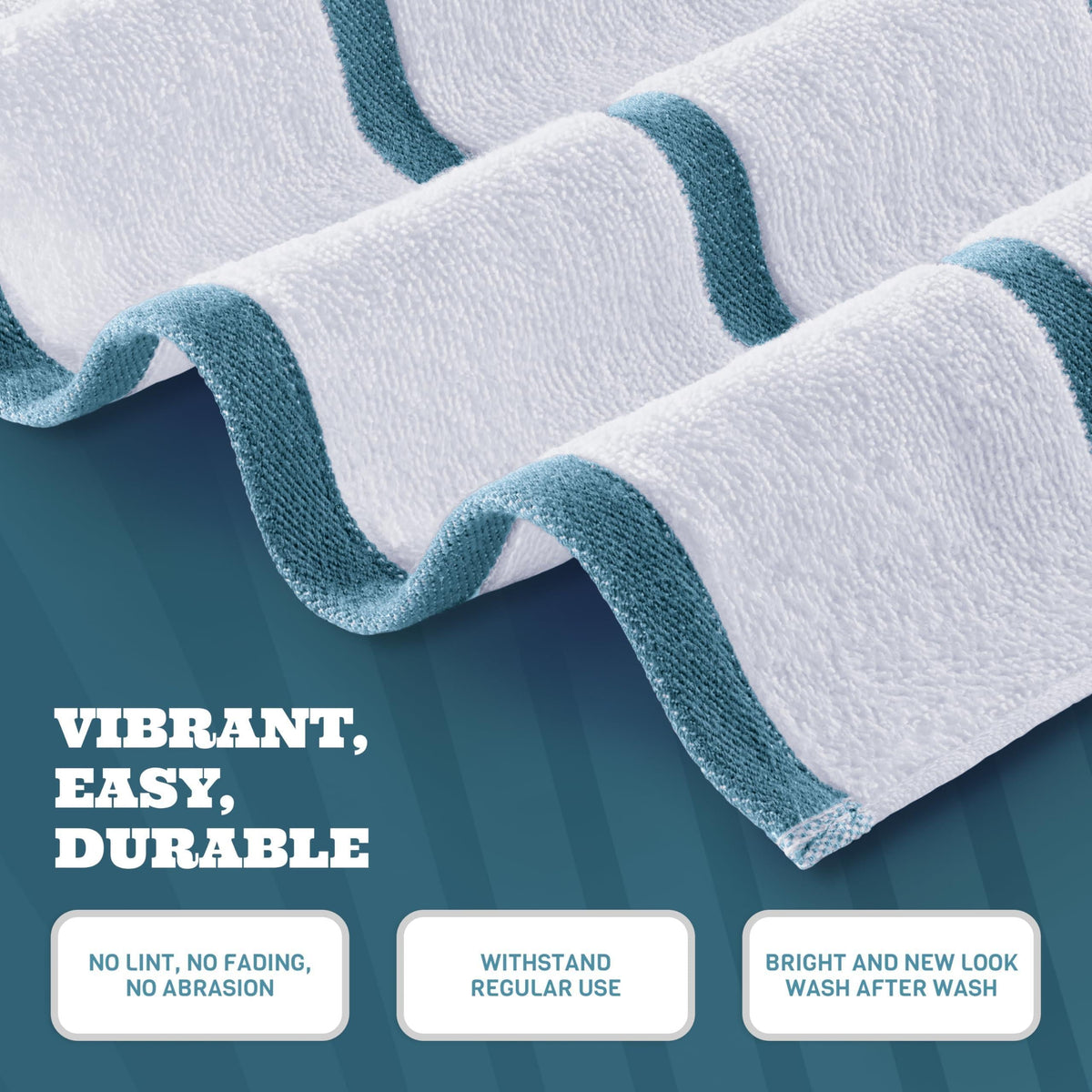 Oversized Cotton Striped Beach Towels – 4 Pack, Light Blue