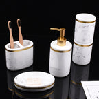 5-Piece Marble-Look Resin Bathroom Accessory Set