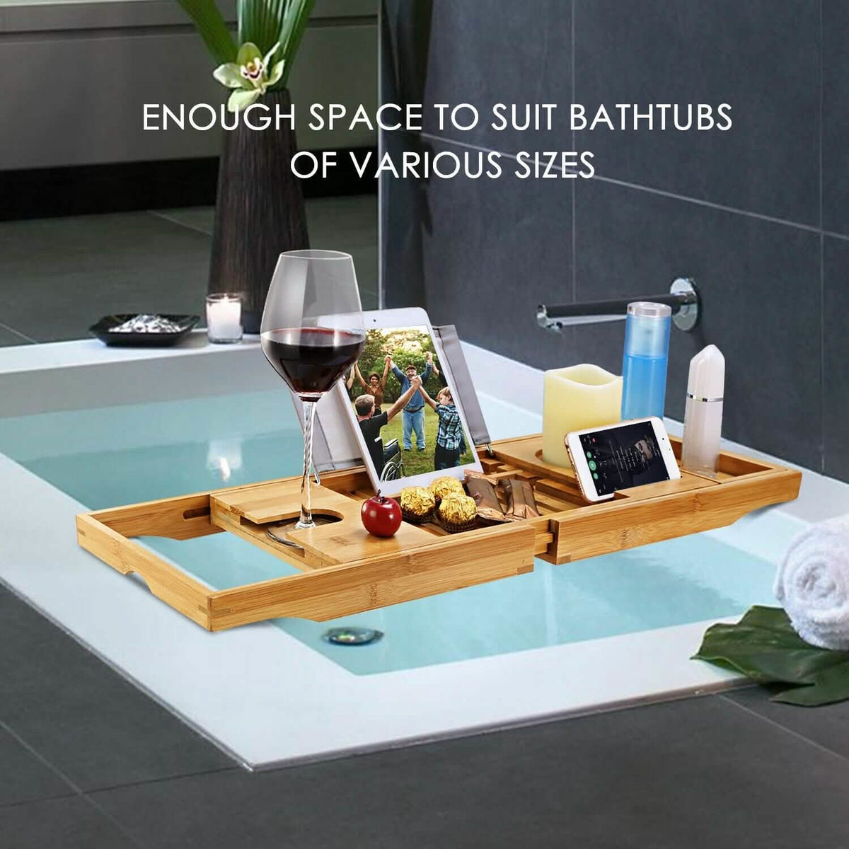 Bathtub Caddy Tray Crafted Bamboo