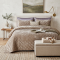 Tache Plush Dreams Sand Taupe Beige Tufted Velvet Quilt Set (JHW-853B)