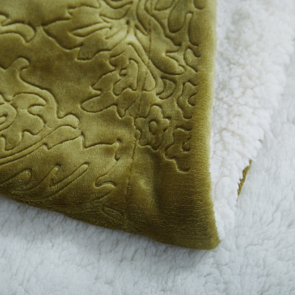 Olive Chartreuse Embossed Sherpa Blanket