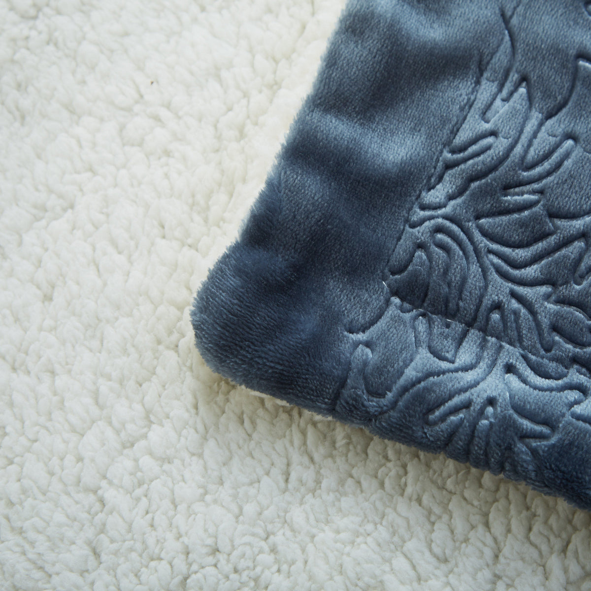 Rainy Day Grey Blue Embossed Sherpa Blanket