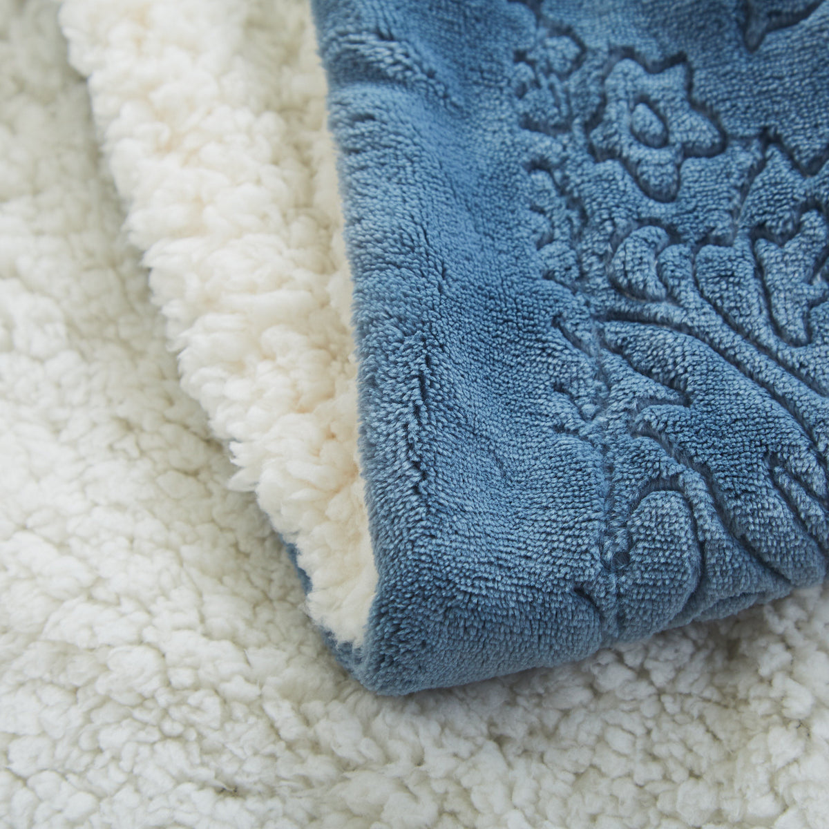 Rainy Day Grey Blue Embossed Sherpa Blanket