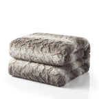 Silver Snow Giraffe Faux Fur Throw Blanket