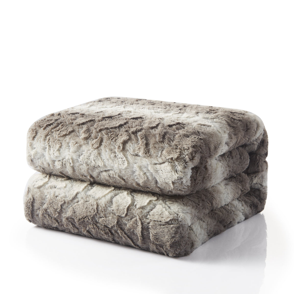 Silver Snow Giraffe Faux Fur Throw Blanket