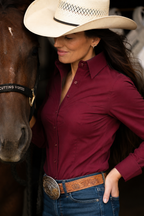 Burgundy Cool Ride™ Women’s Western Riding Shirt