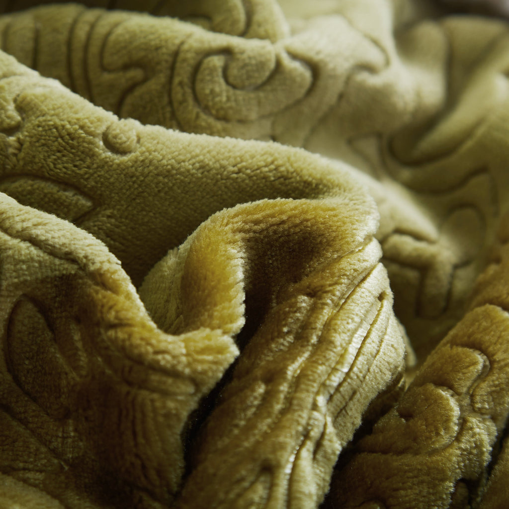 Olive Chartreuse Embossed Sherpa Blanket