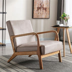 Classic Mid-Century Accent Chair with Open Wood Frame & Plush Cushioning