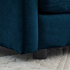Accent Chair Set of 2, Blue Chenille Upholstered Armchairs
