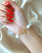 Baroque Genuine Freshwater Pearls & 925 Sterling Silver Bracelet
