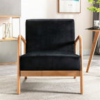 Classic Mid-Century Accent Chair with Open Wood Frame & Plush Cushioning