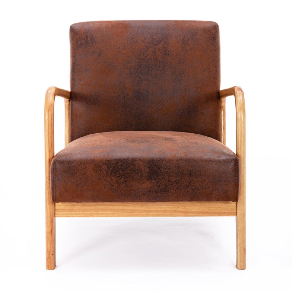 Classic Mid-Century Accent Chair with Open Wood Frame & Plush Cushioning