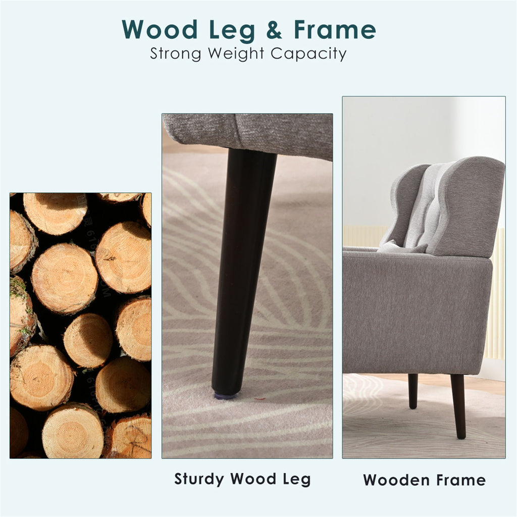 Modern Chenille Accent Armchair with Lumbar Pillow