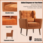Modern Chenille Accent Armchair with Lumbar Pillow