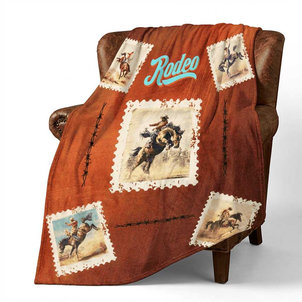Baha Ranch Western Rodeo Throw Blanket