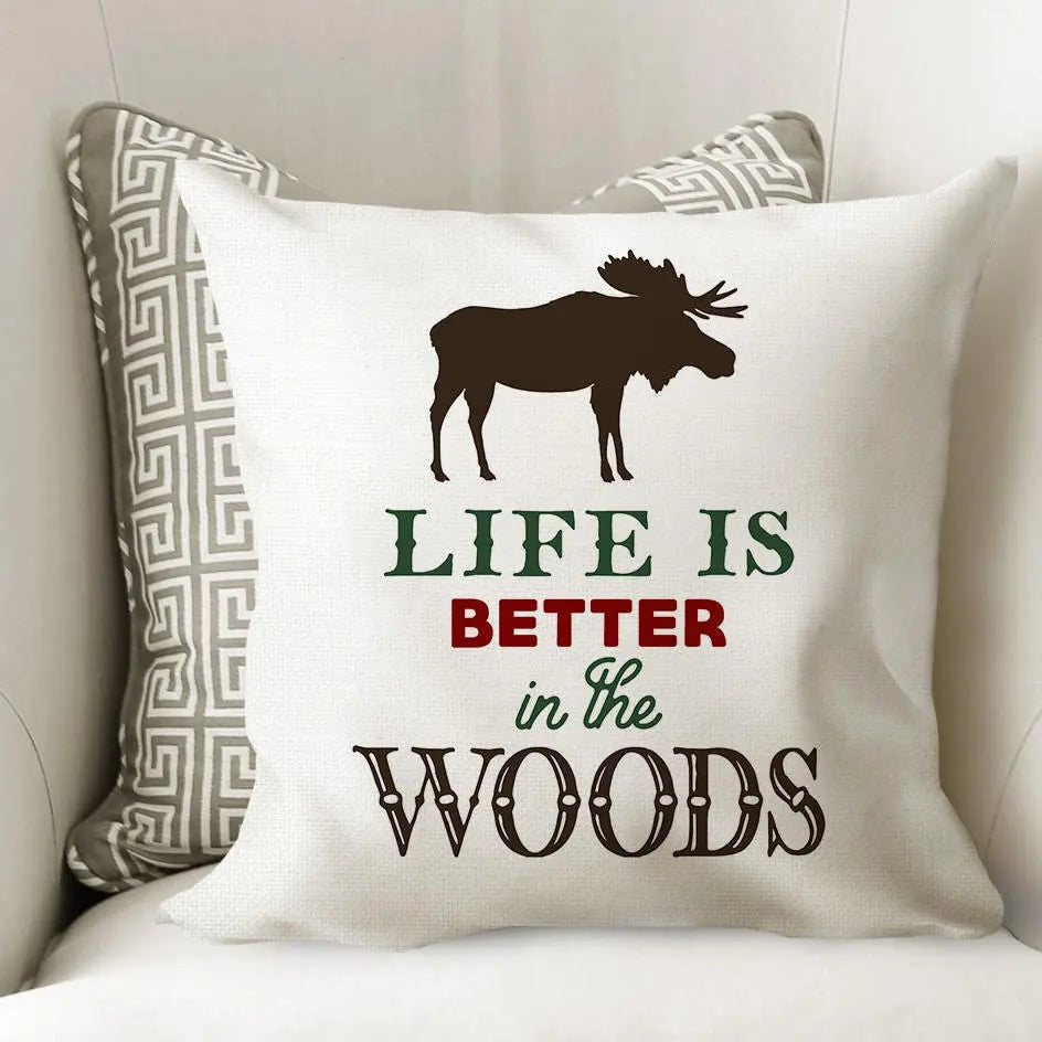 Moose Cabin Pillow Cover
