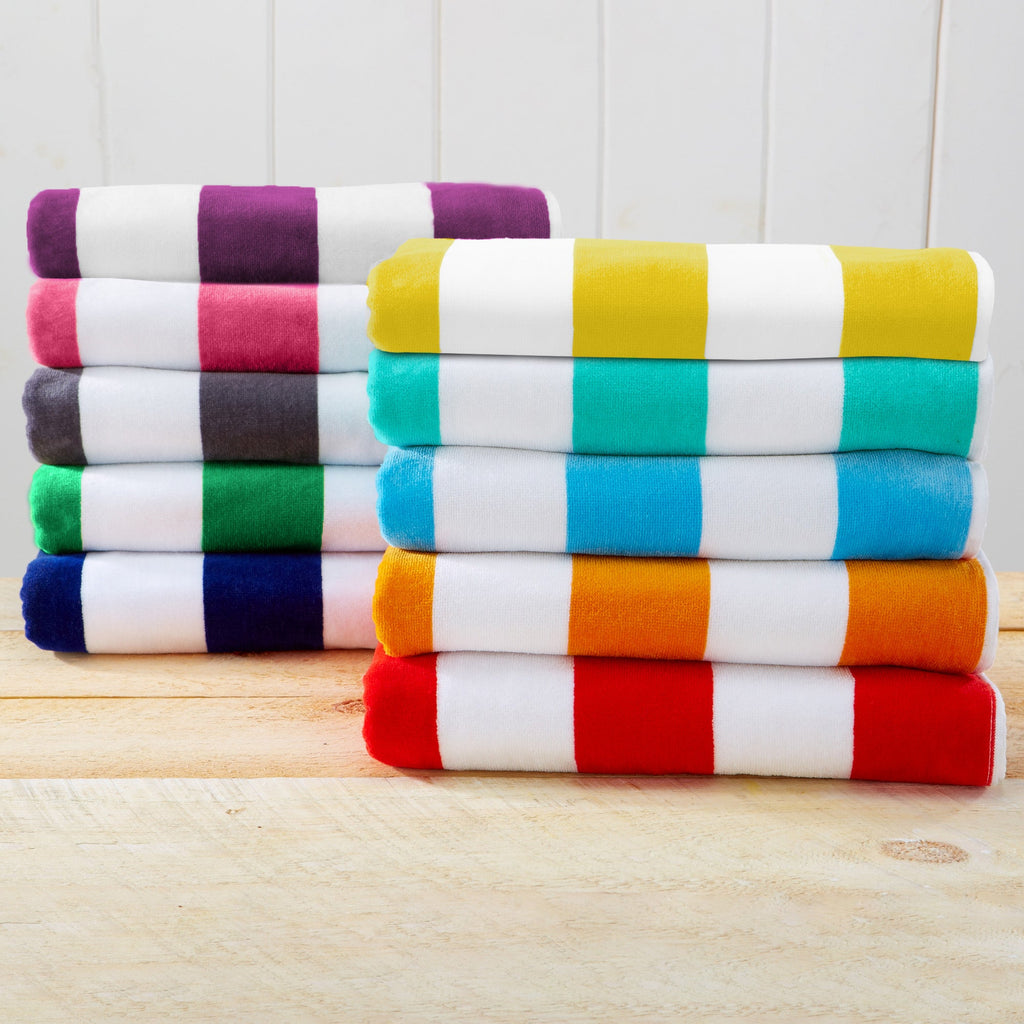 Cotton Velour Cabana Stripe Beach Towel - Novia Collection