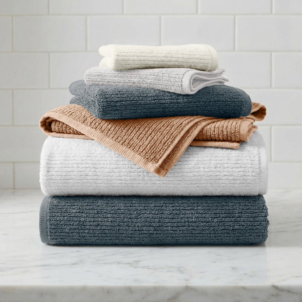 Georgiana Turkish Cotton Ribbed Bath Towel Set – 6 Piece