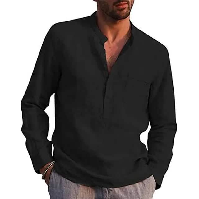 Men’s Cotton Long Sleeve Button-Down Shirt
