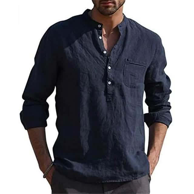 Men’s Cotton Long Sleeve Button-Down Shirt