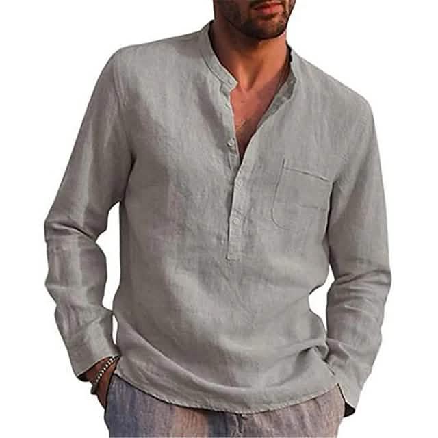 Men’s Cotton Long Sleeve Button-Down Shirt