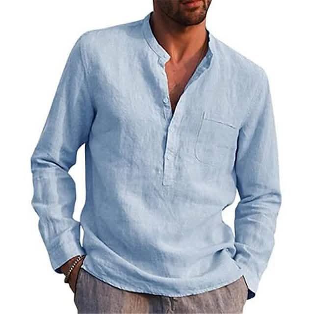 Men’s Cotton Long Sleeve Button-Down Shirt