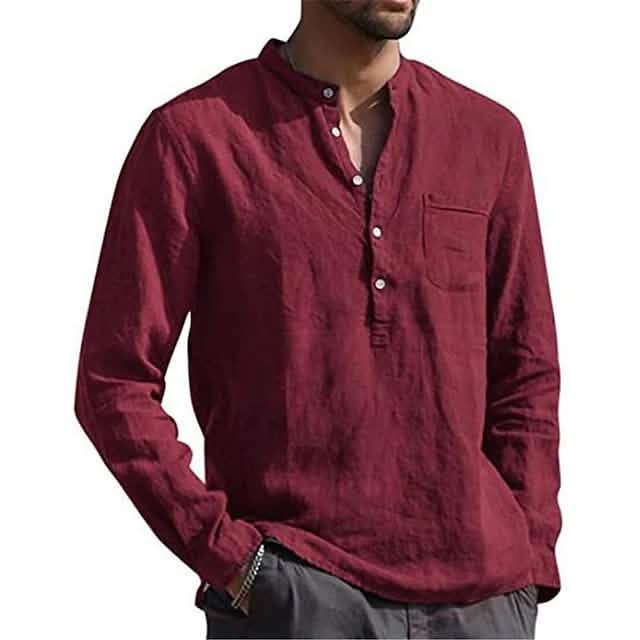 Men’s Cotton Long Sleeve Button-Down Shirt