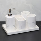5-Piece Marble-Look Bathroom Accessory Set