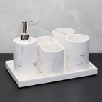 5-Piece Marble-Look Bathroom Accessory Set