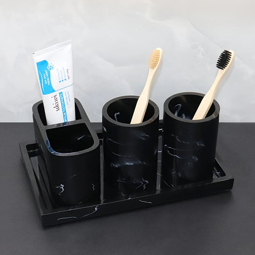 5-Piece Marble-Look Bathroom Accessory Set