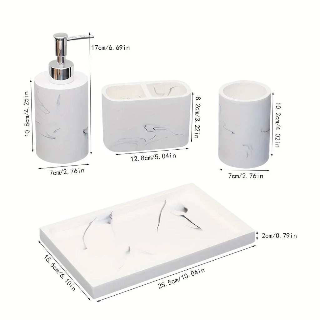 5-Piece Marble-Look Bathroom Accessory Set