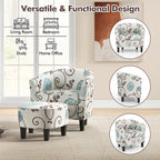 Modern Accent Tub Chair and Ottoman Set with Fabric Upholstered-Beige