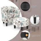 Modern Accent Tub Chair and Ottoman Set with Fabric Upholstered-Beige