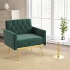 Modern Velvet Accent Chair with Tufted Back & Gold Metal Legs