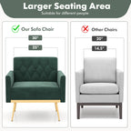 Modern Velvet Accent Chair with Tufted Back & Gold Metal Legs