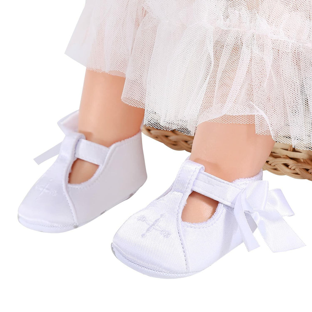 Baby Girls’ White Satin Christening Booties – 12–18 Months