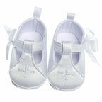 Baby Girls’ White Satin Christening Booties – 12–18 Months